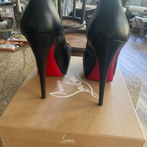 Christian Louboutin Palais Royal 140 Kid Black Peep Toe Pump
